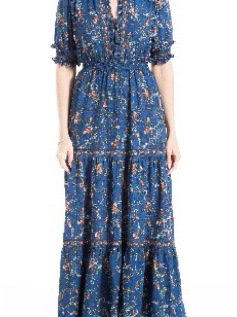 Max Studio Blue Floral Tiered Maxi Dress